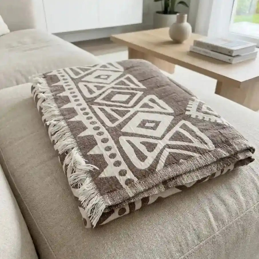 Boho-päiväpeitto 175 × 220 cm – 100 % puuvillaa