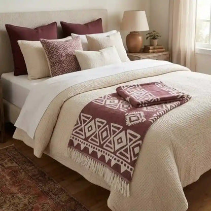 Boho-päiväpeitto 175 × 220 cm – 100 % puuvillaa