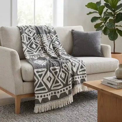 Boho-päiväpeitto 175 × 220 cm – 100 % puuvillaa